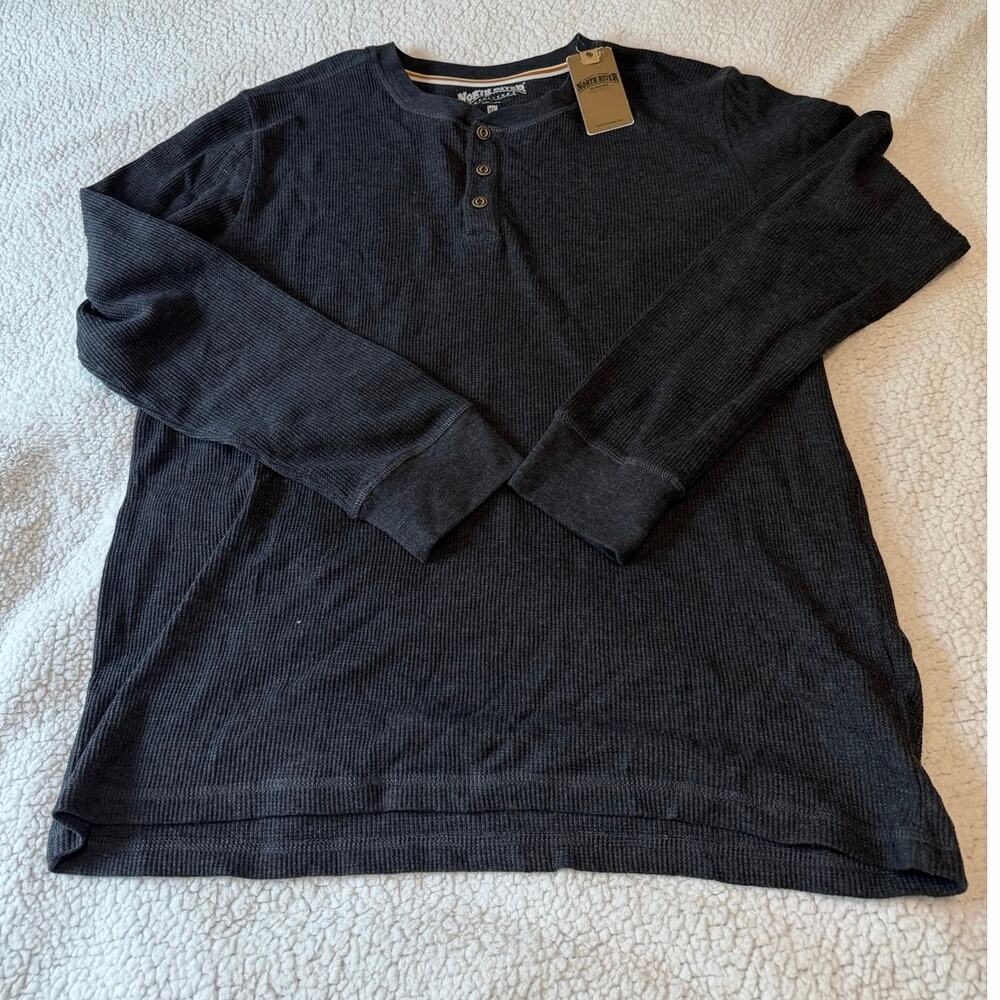 NWT North River Outfitters Men's Thermal Henley Shirt XL Charcoal Gray